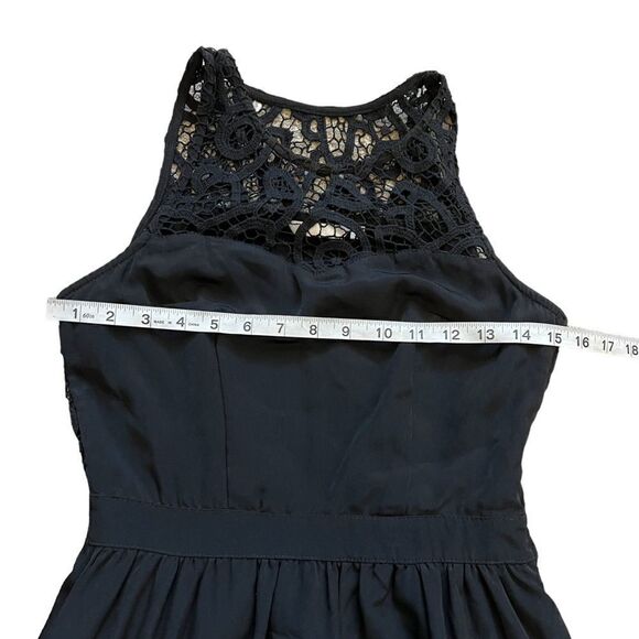 SISTERS Black Lace Top Sheer Back Mid Length Sleeveless Dress 34 - Picture 7 of 9